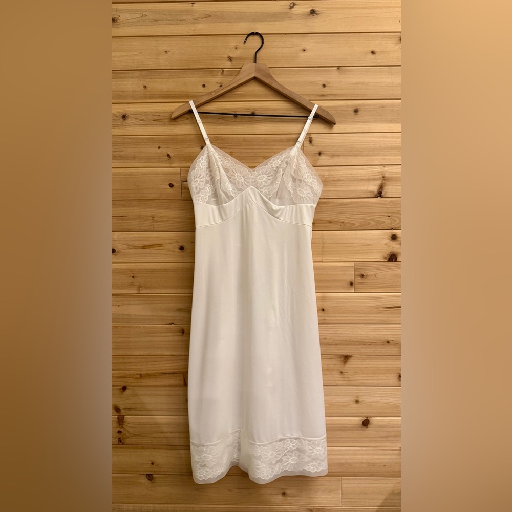 Vintage Small Soft Romantic Mesh Floral Lace Slip Dress Wedding Bridal Coquette